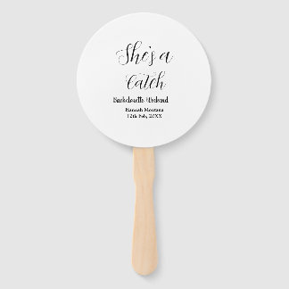 She's a catch champagne bottle bachelorette weeken hand fan
