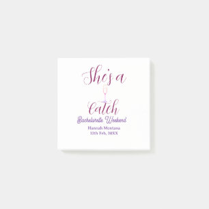 She's a catch champagne bottle bachelorette weeken post-it notes