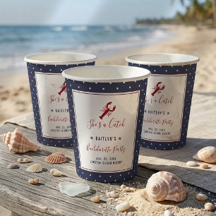 She's A Catch Coastal Bachelorette Party Paper Cups