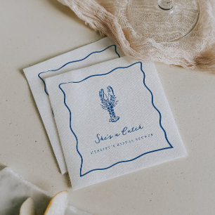 She's a Catch   Coastal Lobster Bridal Shower  Napkin