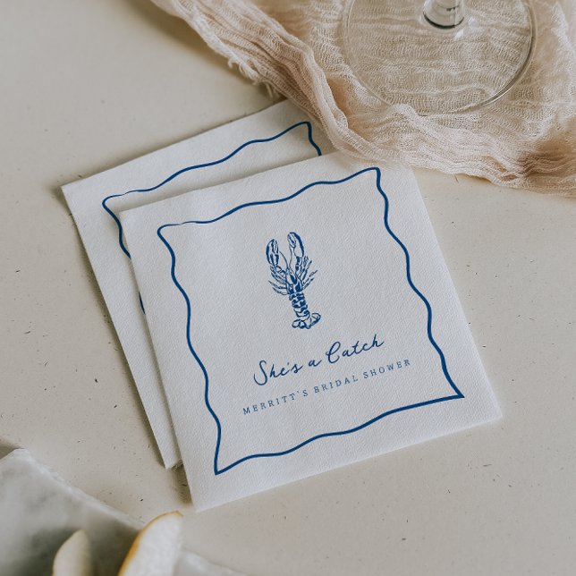 She's a Catch | Coastal Lobster Bridal Shower  Napkin (Creator Uploaded)