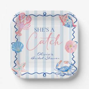 She's a Catch Preppy Coastal Bridal Shower Paper Plate