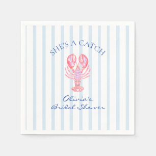 She's a Catch Preppy Lobster Bridal Shower Napkin