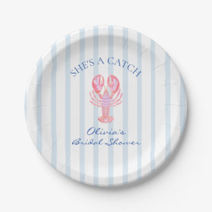 She's a Catch Preppy Lobster Bridal Shower Paper Plate