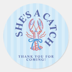 She's A Catch Summer Coastal Bachelorette Party Classic Round Sticker