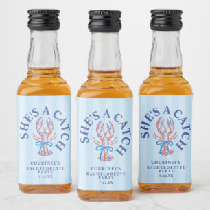 She's A Catch Summer Coastal Bachelorette Party Liquor Bottle Label