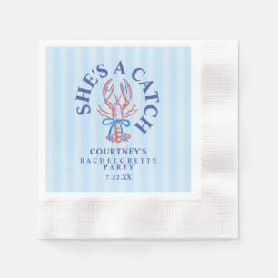 She's A Catch Summer Coastal Bachelorette Party Napkin