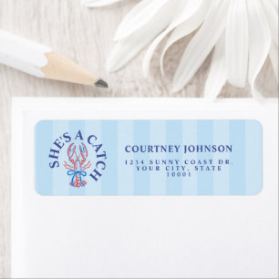 She's A Catch Summer Coastal Bachelorette Party Return Address Label