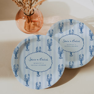 She's A Catch   Summer Lobster Bridal Shower Paper Plate