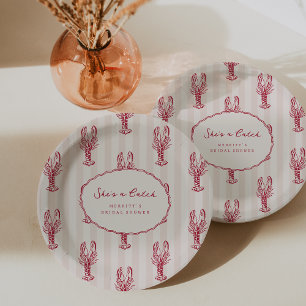 She's A Catch   Summer Lobster Bridal Shower Paper Plate