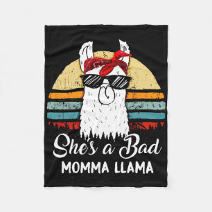 She's A D Momma Llama Funny Retro Vintage Mama Fleece Blanket