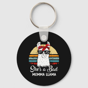 She's A D Momma Llama Funny Retro Vintage Mama Key Ring
