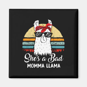 She's A D Momma Llama Funny Retro Vintage Mama Magnet