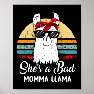 She's A D Momma Llama Funny Retro Vintage Mama  Poster