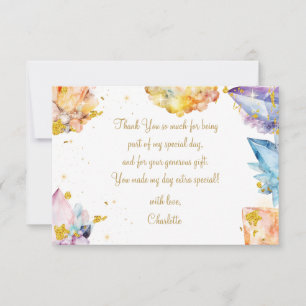 She's a Gem Birthday Crystals Girl's watercolor Thank You Card