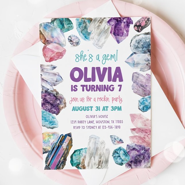 She's a Gem Birthday Invitation, Geology Rock Invi Invitation (Creator Uploaded)