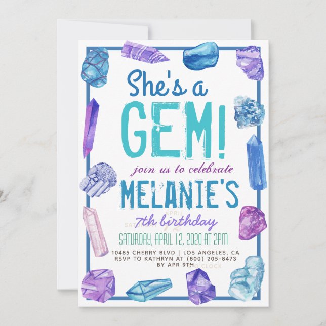She's a Gem Geology Rock Birthday Invitation (Front)