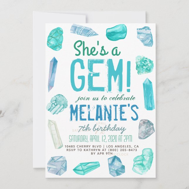 She's a Gem Geology Rock Birthday Invitation (Front)