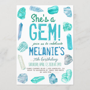 She's a Gem Geology Rock Birthday Invitation