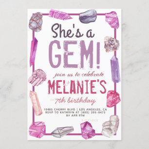 She's a Gem Geology Rock Birthday Invitation