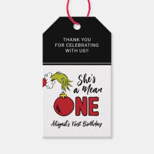 She's a Mean One   Grinch Birthday Favour Gift Tags
