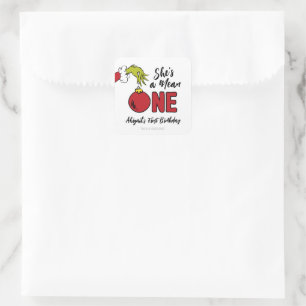 She's a Mean One   Grinch Birthday Square Sticker