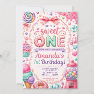 She's a Sweet One Birthday Invitation Template