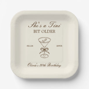She's A Tini Bit Older Coffee Martini Birthday Paper Plate