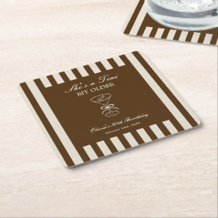 She's A Tini Bit Older Coffee Martini Birthday Square Paper Coaster