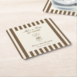 She's A Tini Bit Older Coffee Martini Birthday Square Paper Coaster