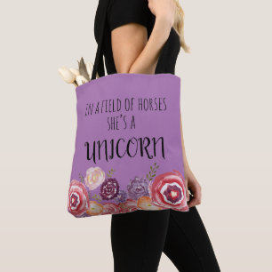 She's a Unicorn Flower Tote Bag