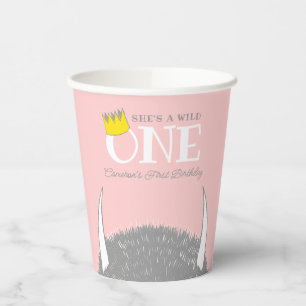 She's a Wild One - 1st Birthday Gold Crown Paper Cups