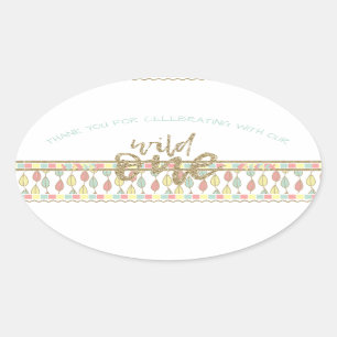 She's A Wild One First Birthday Thank You Stickers