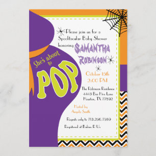 She's About to POP Baby Shower Halloween Invite