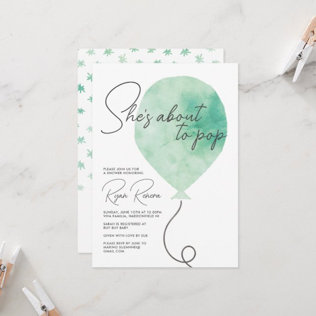 She's About to Pop Baby Shower Invite (Front/Back In Situ)