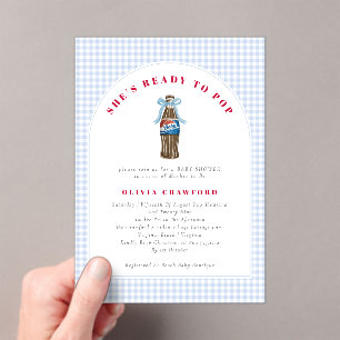She's About to Pop Popcorn Pop Soda Baby Shower Acrylic Invitations