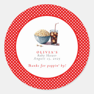 She's About to Pop Popcorn Pop Soda Baby Shower Classic Round Sticker