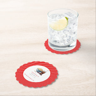 She's About to Pop Popcorn Soda Baby Shower Paper Coaster