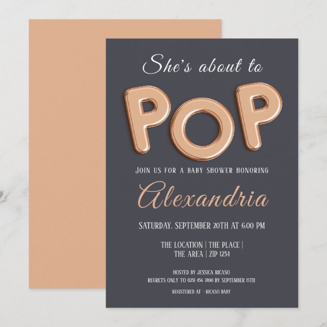 Shes About To Pop Unisex Baby Shower Invitation (Front/Back)