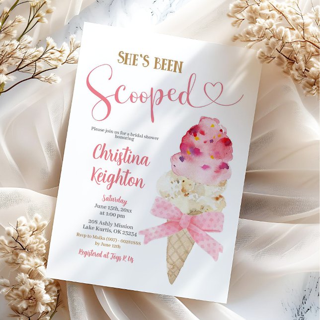 She's been Scooped Ice Cream Bridal Shower Invitation (Creator Uploaded)