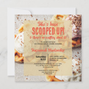 She's Been Scooped Ice Cream Heart Shaped Waffle Invitation