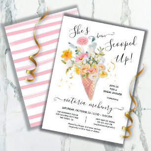 She's been scooped up Bouquet Bridal Shower Invitation