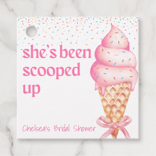 She's Been Scooped Up Bridal Shower Favour Tag (Front)