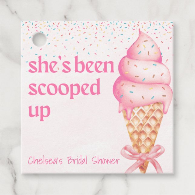 She's Been Scooped Up Bridal Shower Favour Tag (Front)