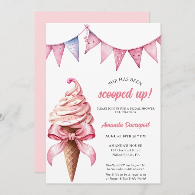 She's Been Scooped Up Bridal Shower Invitation (Front/Back)