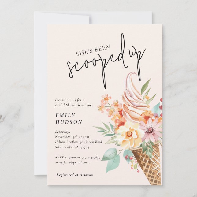 She's Been Scooped Up Bridal Shower Invitation (Front)