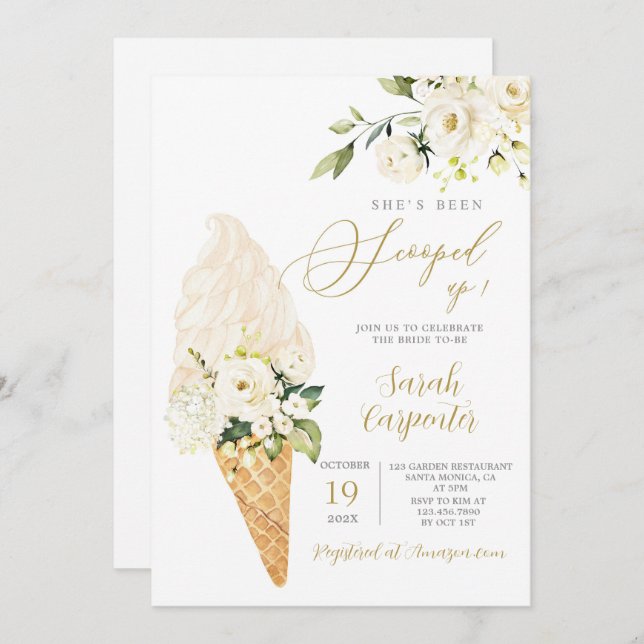 She's Been Scooped Up Bridal Shower  Invitation (Front/Back)