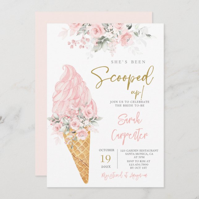 She's Been Scooped Up Bridal Shower  Invitation (Front/Back)
