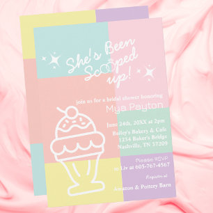 She's Been Scooped Up! Bridal Shower Retro  Invitation