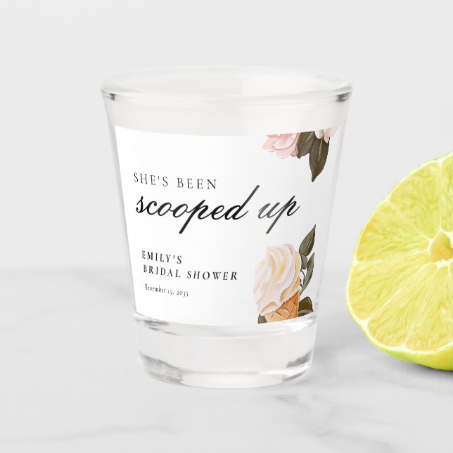 She's Been Scooped Up Bridal Shower Shot Glass (Front)
